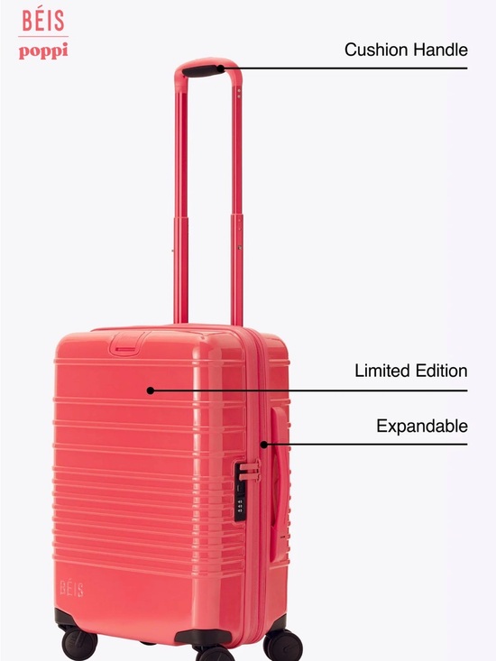 BEIS Handbags - BÉIS Poppi Hard-Shell Carry-On in Coral Pink Limited Edition Fruit Punch